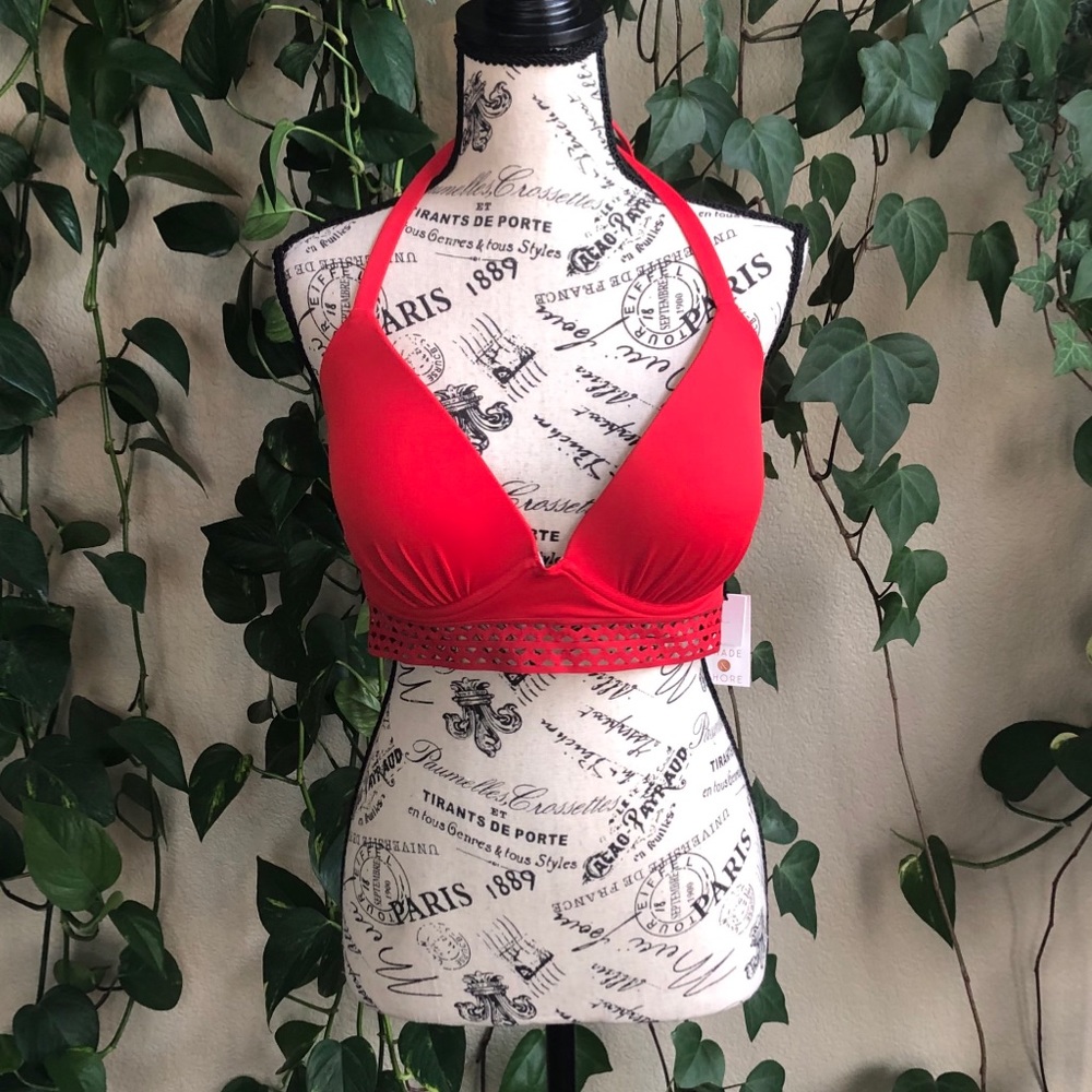 SHADE & SHORE Red Push Up Bikini Top | 36DD